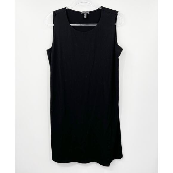 Eileen Fisher Dress Womens Jewel Neck Tank Shift Sleeveless Black Size Medium - Picture 2 of 6